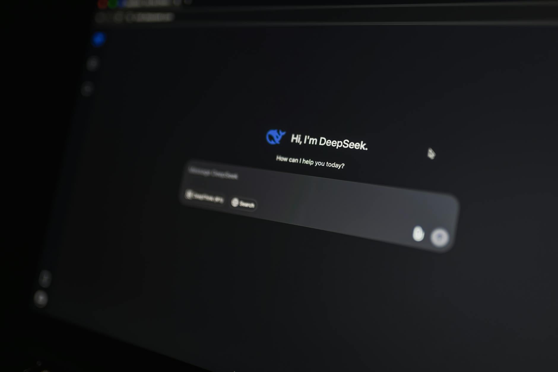 Close-up of an AI-driven chat interface on a computer screen, showcasing modern AI technology.